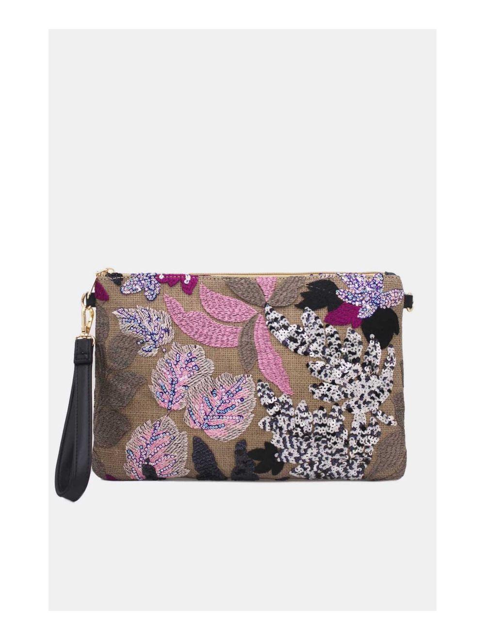 Tom&eva Pochette Paillettes Et Broderie 24P-5983-Noir