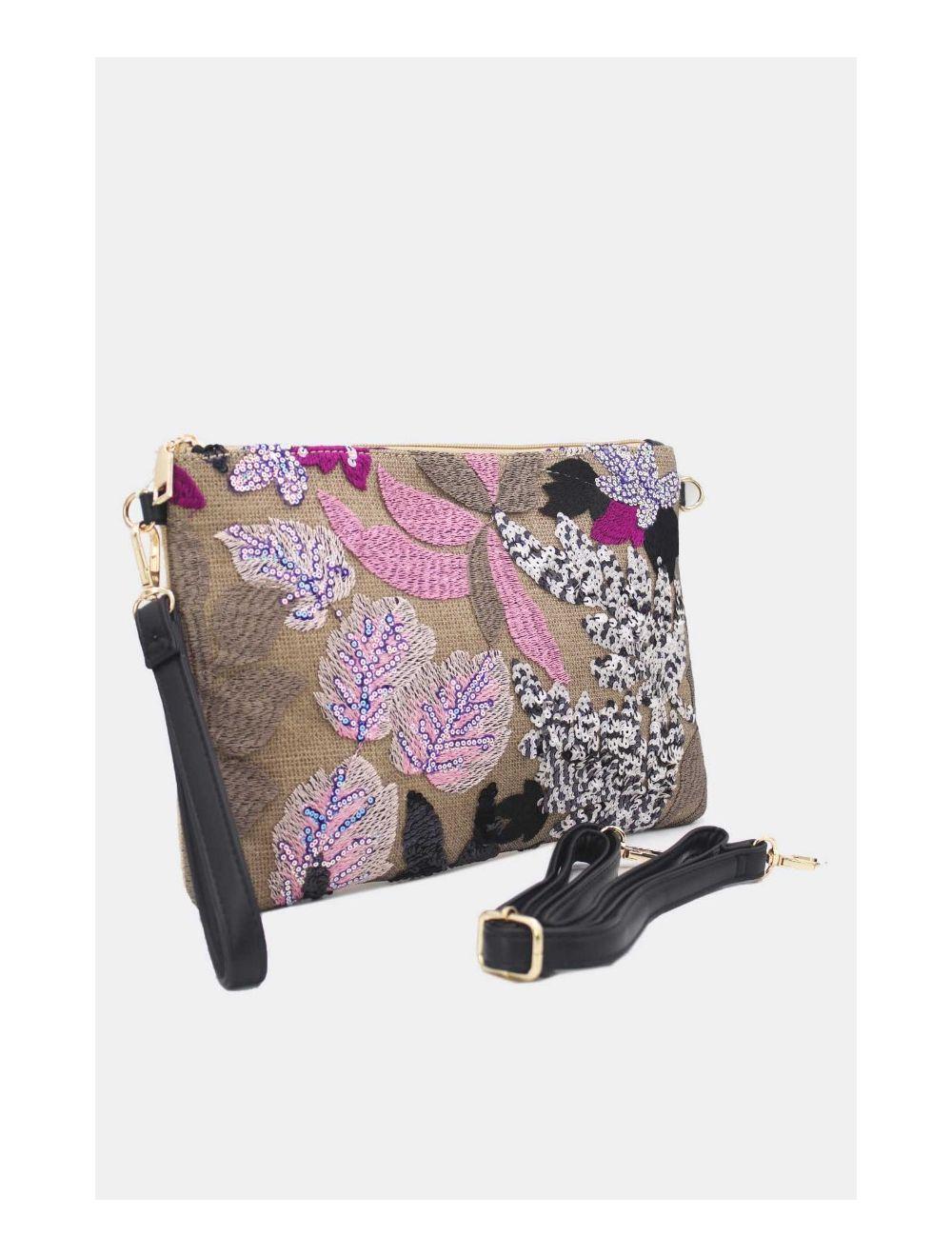 Tom&eva Pochette Paillettes Et Broderie 24P-5983-Noir