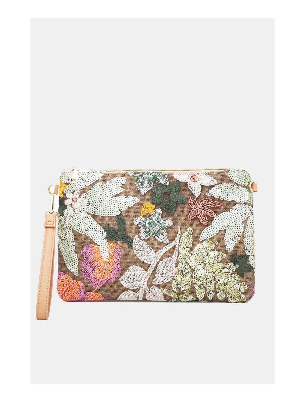 Tom&eva Pochette Paillettes Et Broderie 24P-5983-Vert