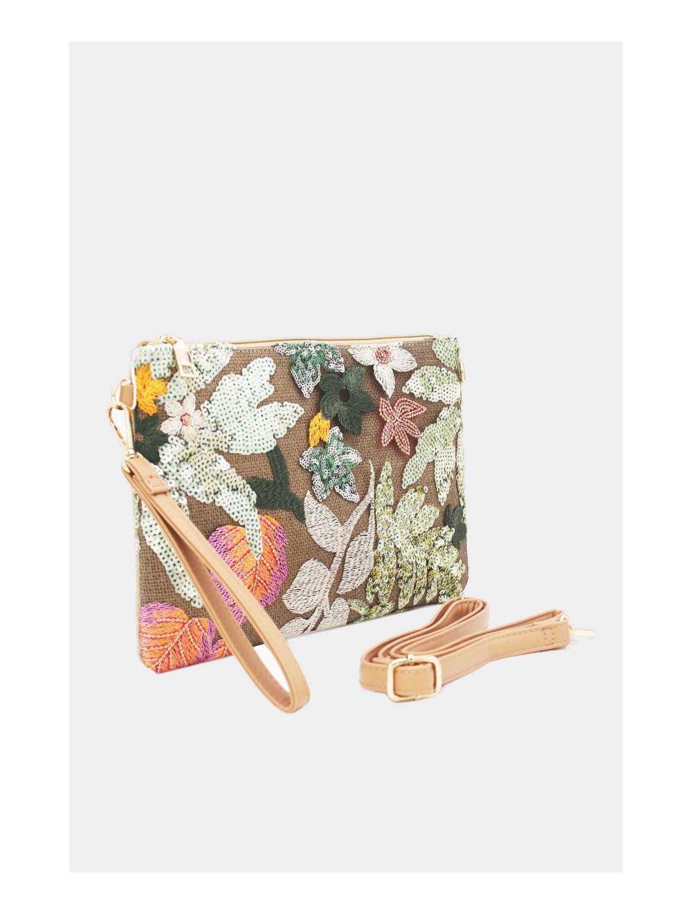 Tom&eva Pochette Paillettes Et Broderie 24P-5983-Vert