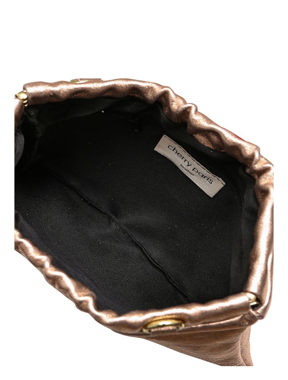 Tom&eva Pochette Porté Croisé En Croûte Cuir Vachette Suède Métal-JINANE METAL 4024B-Rose Métal