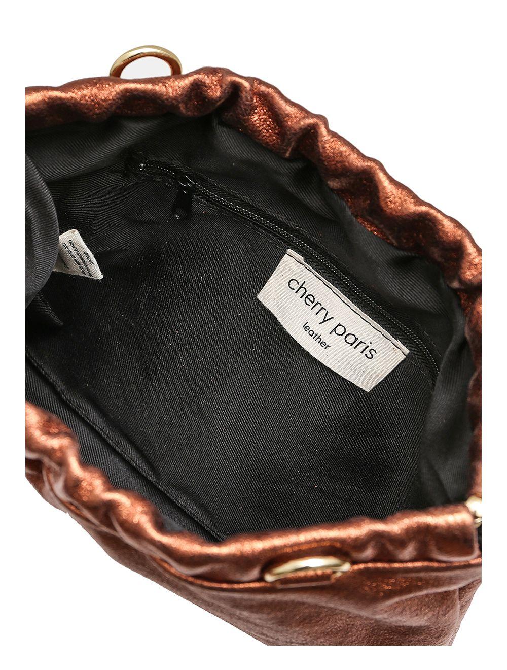 Tom&eva Pochette Porté Croisé En Croûte Cuir Vachette Suède Métal-JINANE METAL 4024B-Bronze