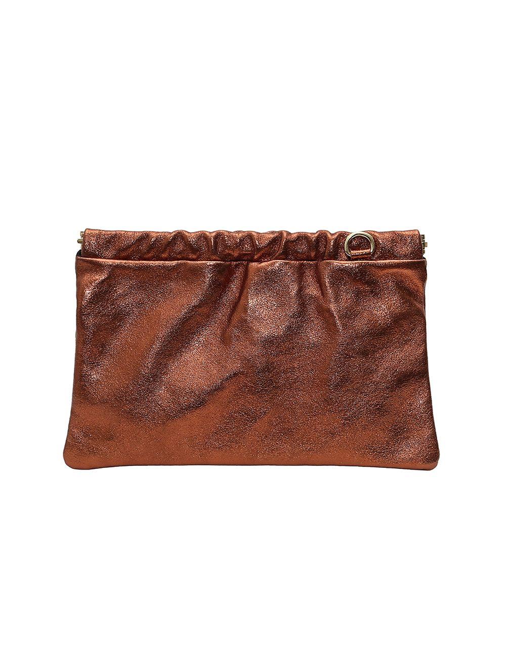 tom&eva Pochette Porté Croisé en Croûte Cuir Vachette Suède Métal-JINANE METAL 4024B-Bronze