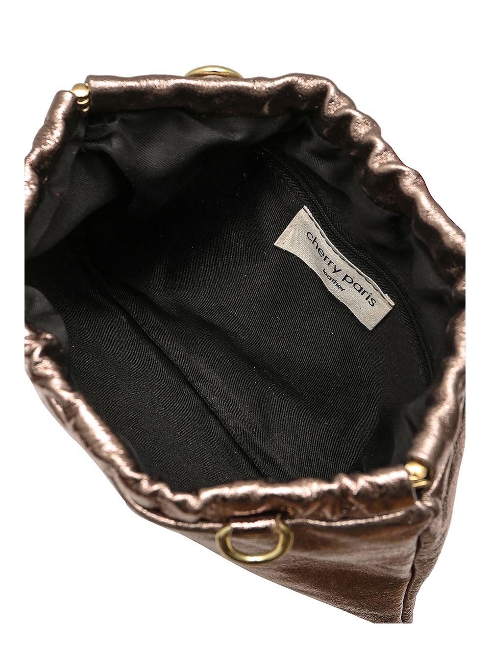 Tom&eva Pochette Porté Croisé En Croûte Cuir Vachette Suède Métal-JINANE METAL 4024B-Etain