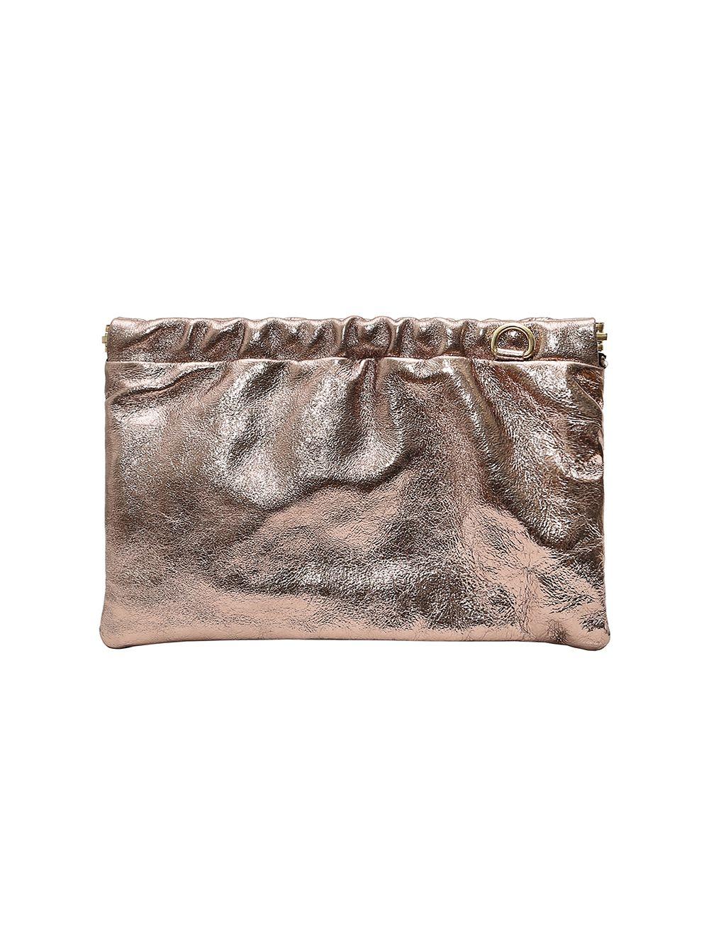 tom&eva Pochette Porté Croisé en Croûte Cuir Vachette Suède Métal-JINANE METAL 4024B-Etain