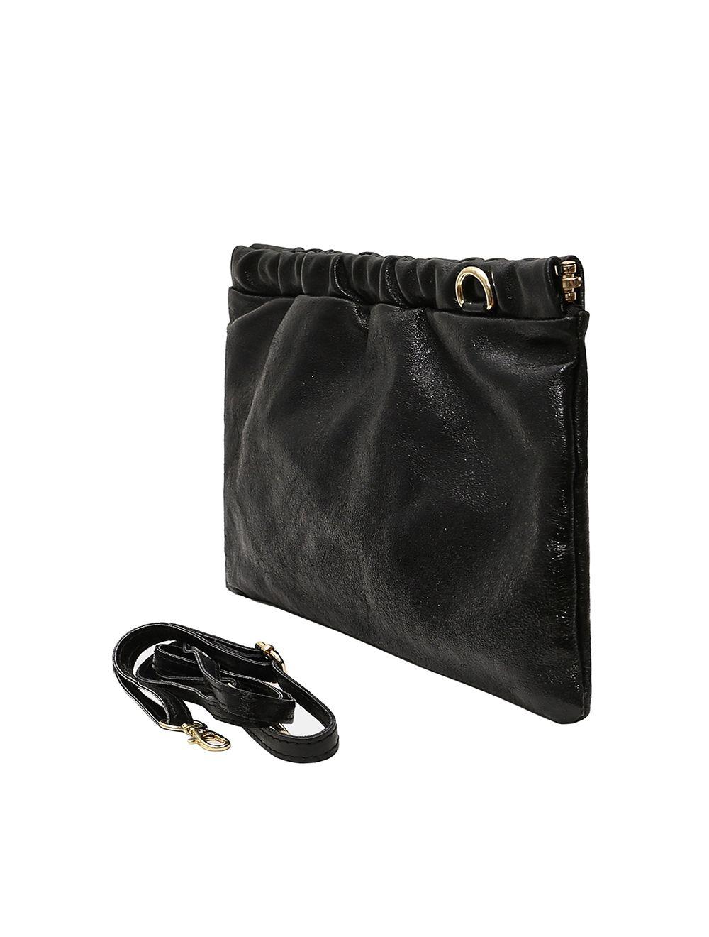 Tom&eva Pochette Porté Croisé En Croûte Cuir Vachette Suède Métal-JINANE METAL 4024B-Noir Métal