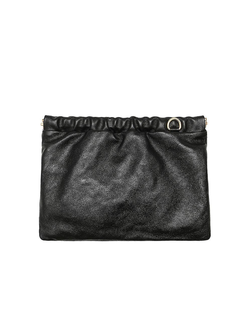 tom&eva Pochette Porté Croisé en Croûte Cuir Vachette Suède Métal-JINANE METAL 4024B-Noir Métal