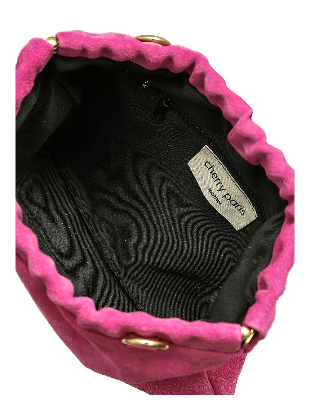 Tom&eva Pochette Porté Croisé En Croûte Cuir Vachette Suède-JINANE 4024-Framboise