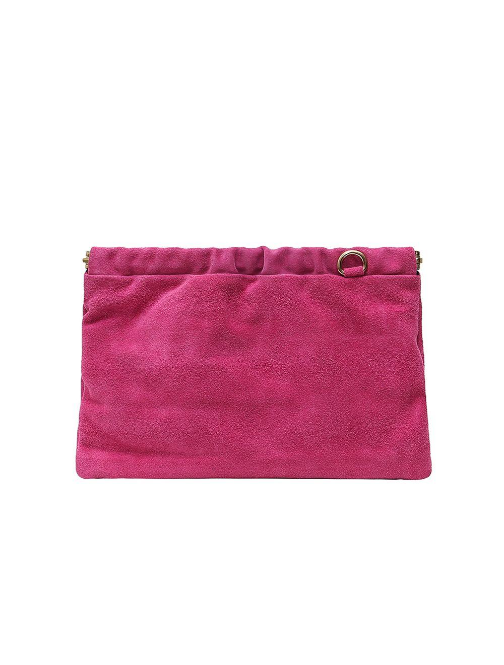 tom&eva Pochette Porté Croisé en Croûte Cuir Vachette Suède-JINANE 4024-Framboise