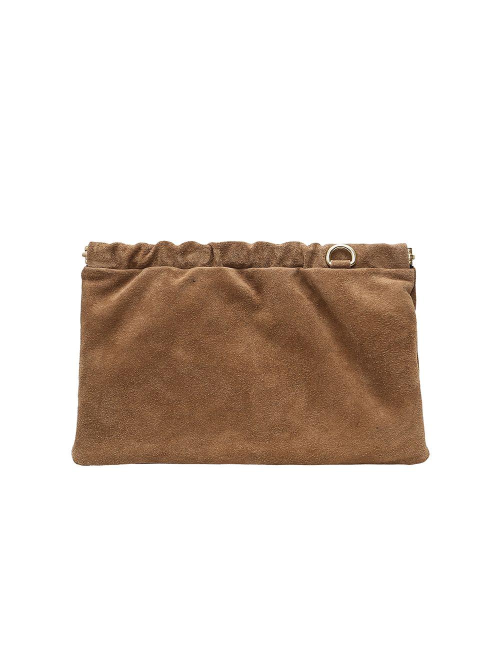 tom&eva Pochette Porté Croisé en Croûte Cuir Vachette Suède-JINANE 4024-Taupe