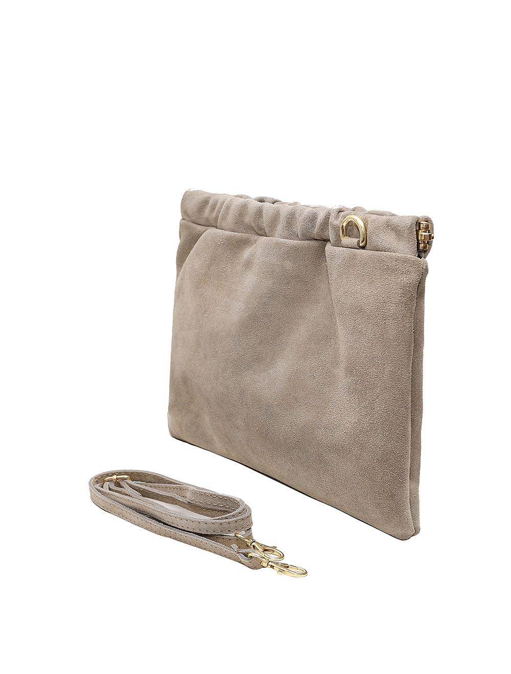 Tom&eva Pochette Porté Croisé En Croûte Cuir Vachette Suède-JINANE 4024-Beige