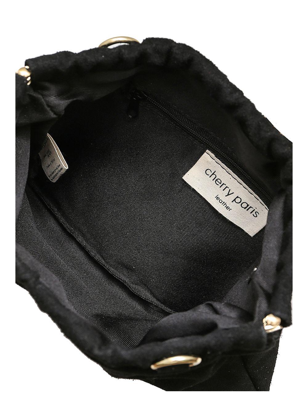 Tom&eva Pochette Porté Croisé En Croûte Cuir Vachette Suède-JINANE 4024-Noir