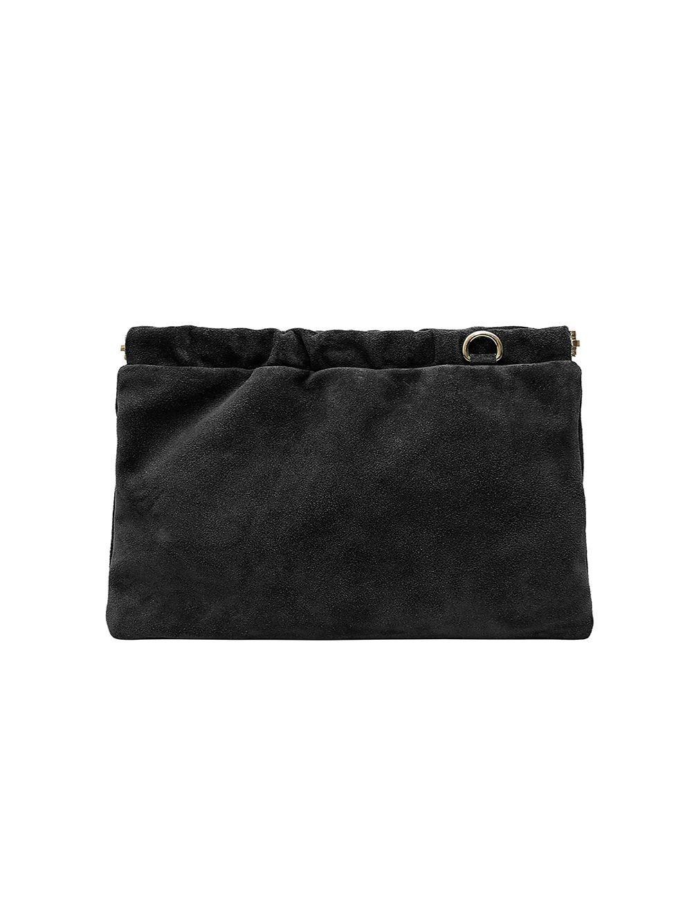 tom&eva Pochette Porté Croisé en Croûte Cuir Vachette Suède-JINANE 4024-Noir