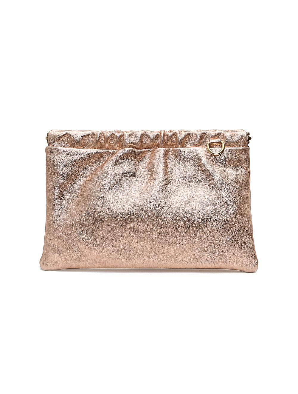 tom&eva Pochette Porté Croisé en Croûte Cuir Vachette Suède Métal-JINANE METAL 4024B-Rose Métal