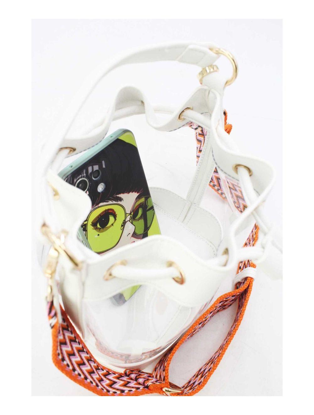 Tom&eva Pochette Smartphone Transparent à Bandoulière Large 23P-5851-Blanc
