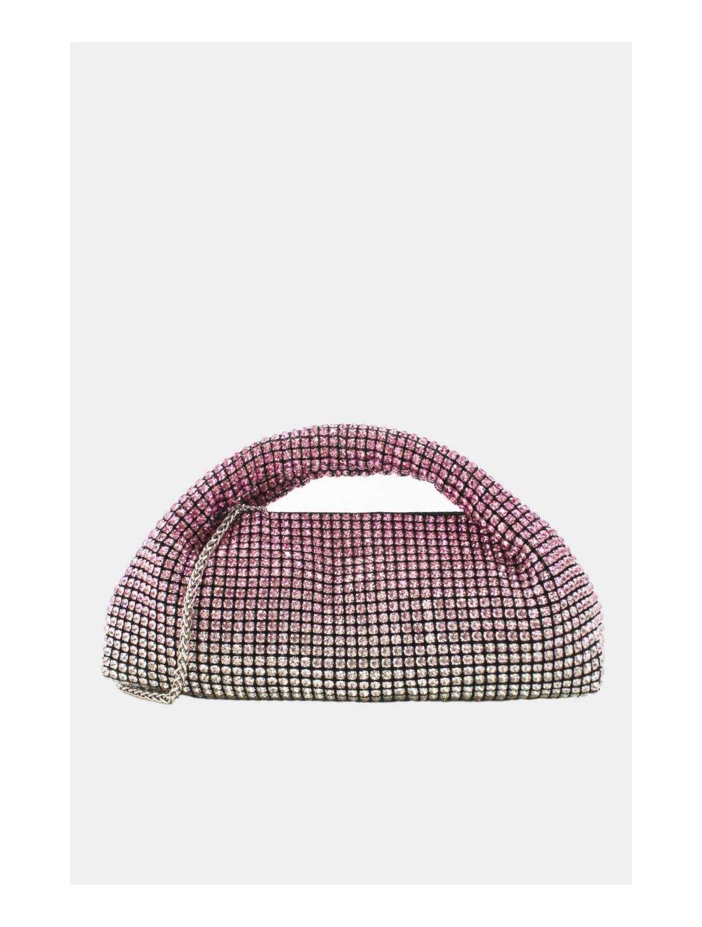 Tom&eva Pochette Soirée Ornée Strass Double Anses FF27247-Rose Clair