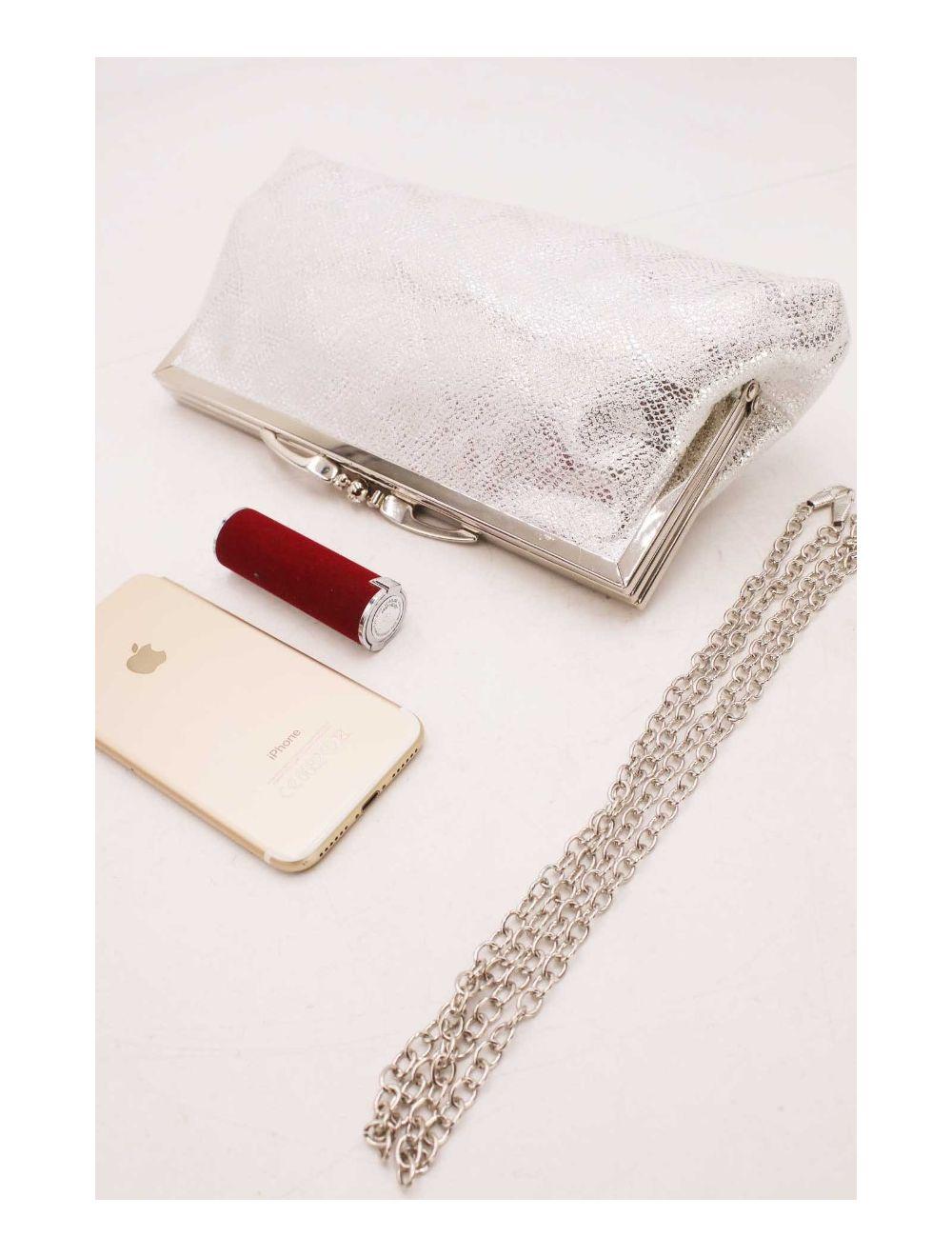 Tom&eva Pochette Soirée Ou Mariage Avec Bandoulière-19G-2813-Argent