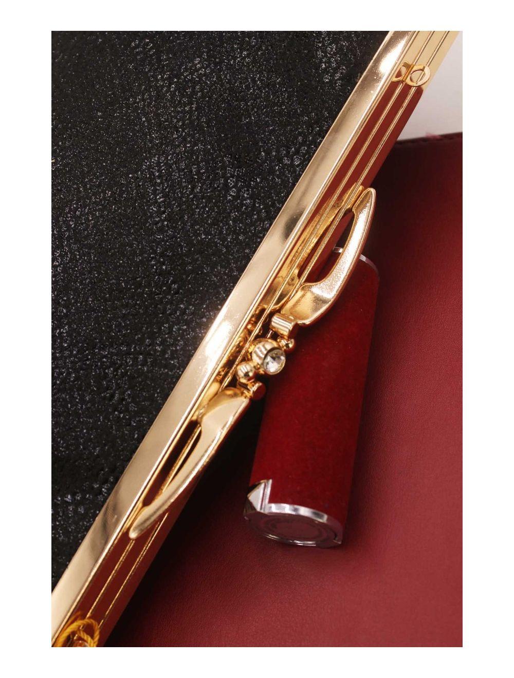 tom&eva Pochette Soirée ou Mariage Avec Bandoulière-19G-2813-Noir