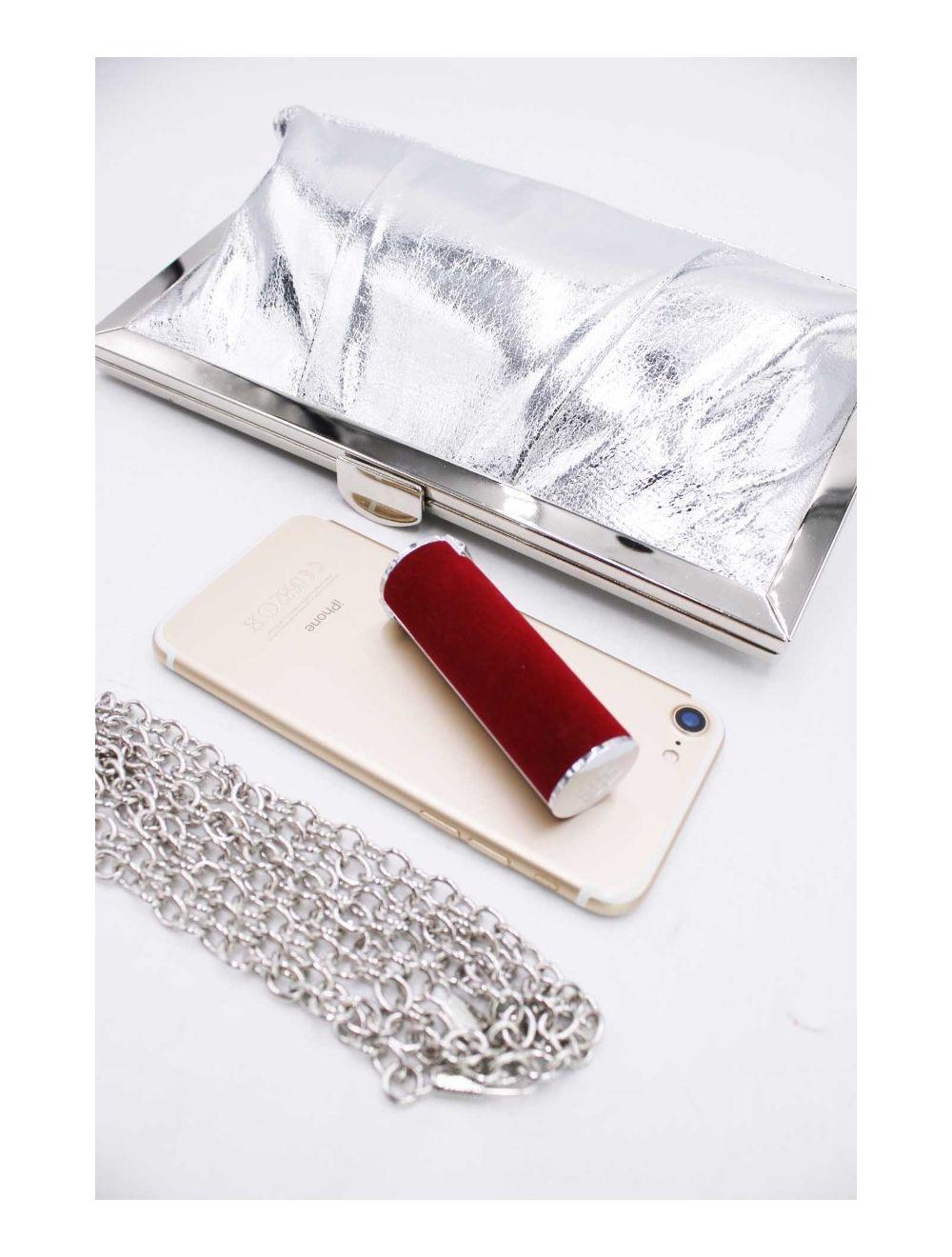 Tom&eva Pochette Soirée Ou Mariage Avec Bandoulière-19G-2812-Argent