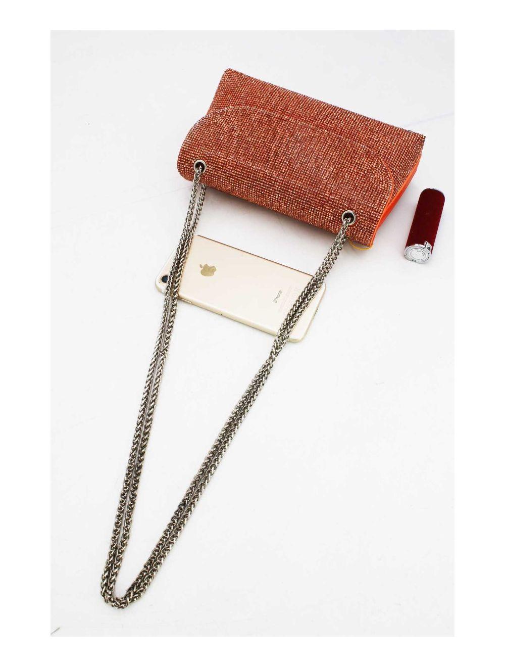 Tom&eva Pochette Soirée Ou Mariage Avec Strass -21P-5115-Orange