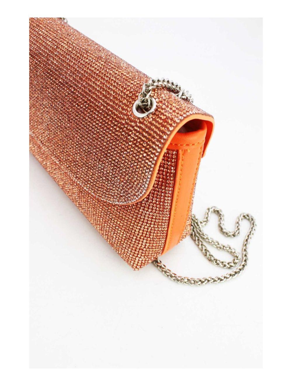 Tom&eva Pochette Soirée Ou Mariage Avec Strass -21P-5115-Orange