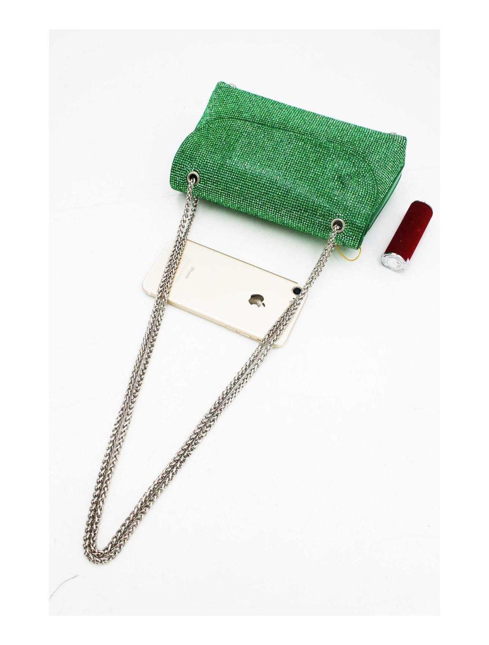 Tom&eva Pochette Soirée Ou Mariage Avec Strass -21P-5115-Vert Foncé