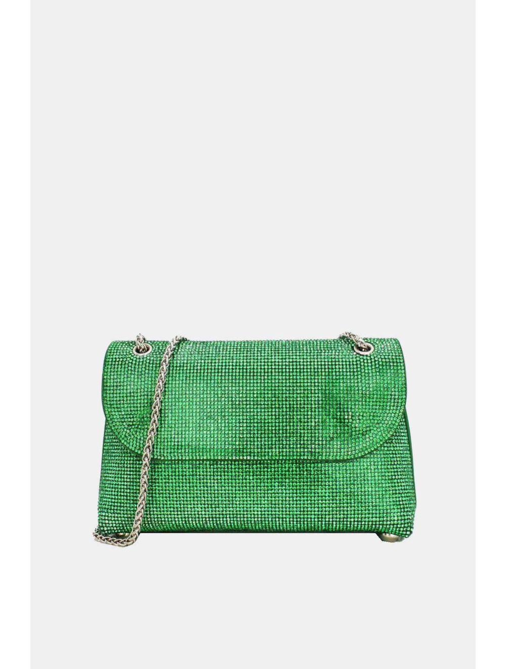 tom&eva Pochette Soirée ou Mariage Avec Strass -21P-5115-Vert Foncé