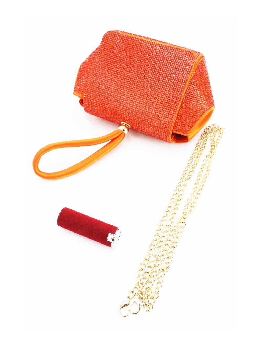tom&eva Pochette Soirée ou Mariage Avec Strass -21P-5355-Orange