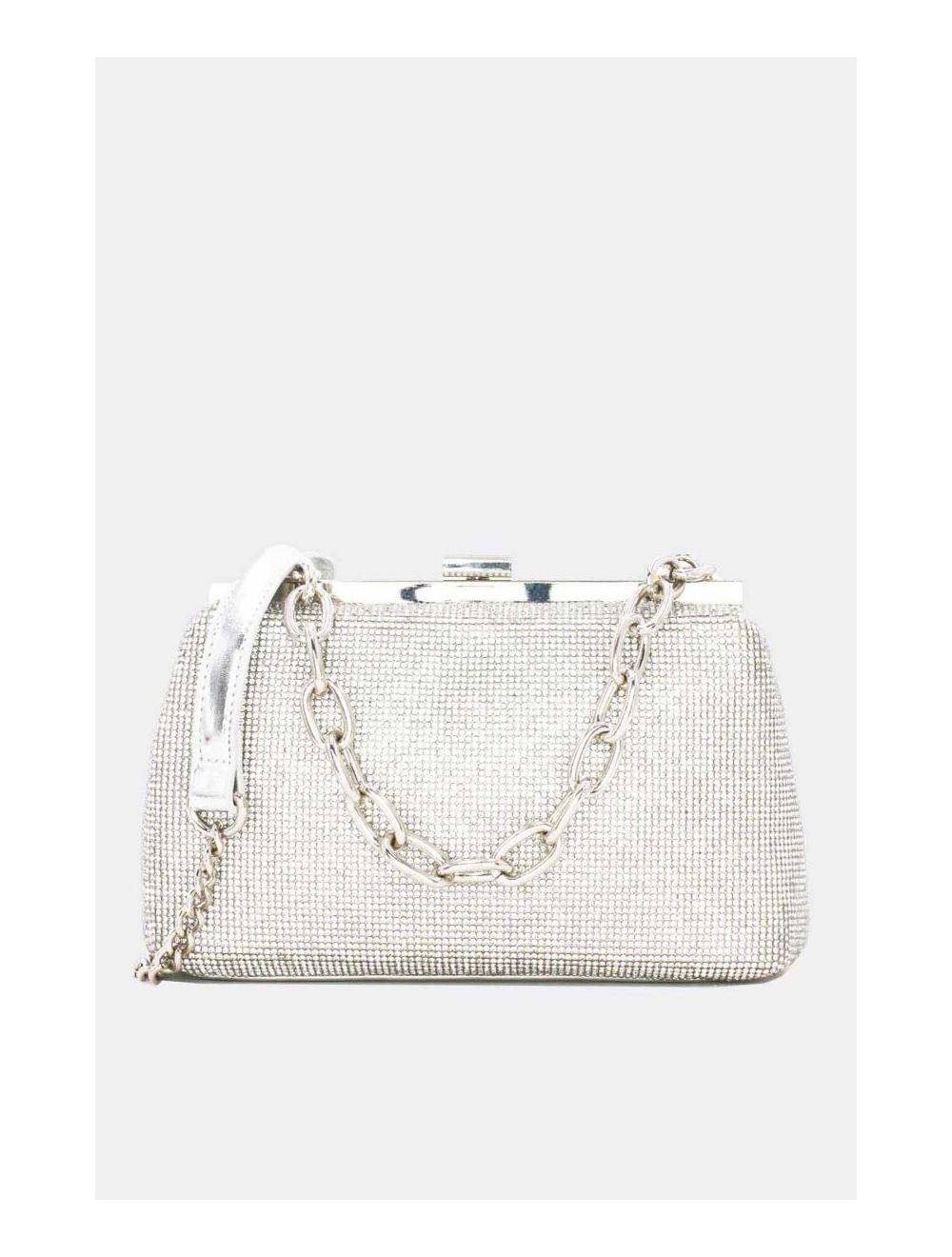 tom&eva Pochette Soirée ou Mariage Avec Strass -22P-5387-Argent