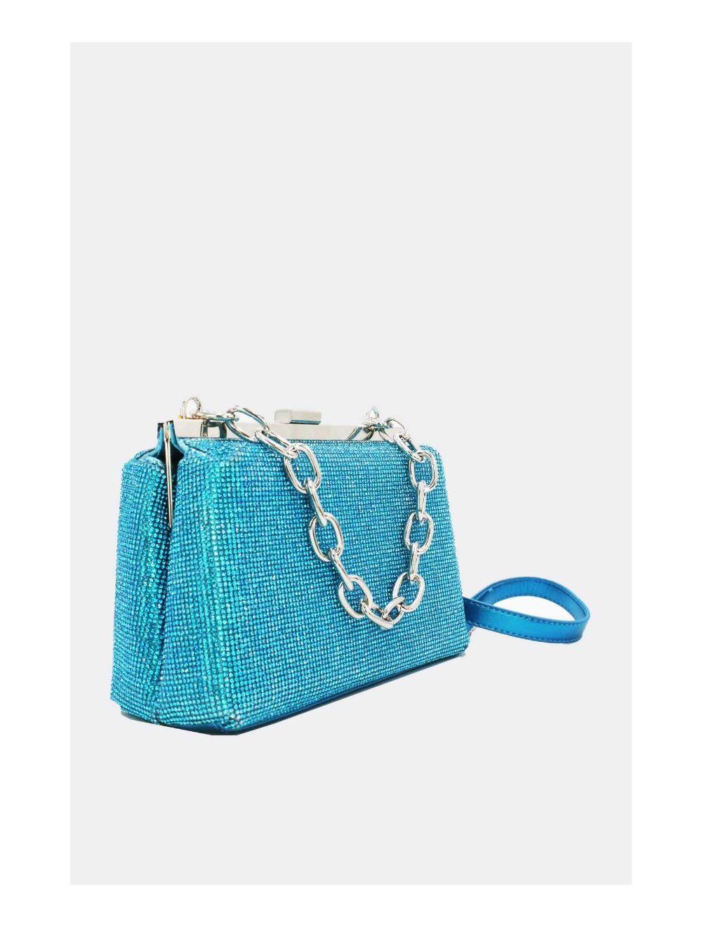 Tom&eva Pochette Soirée Ou Mariage Avec Strass -22P-5387-Bleu
