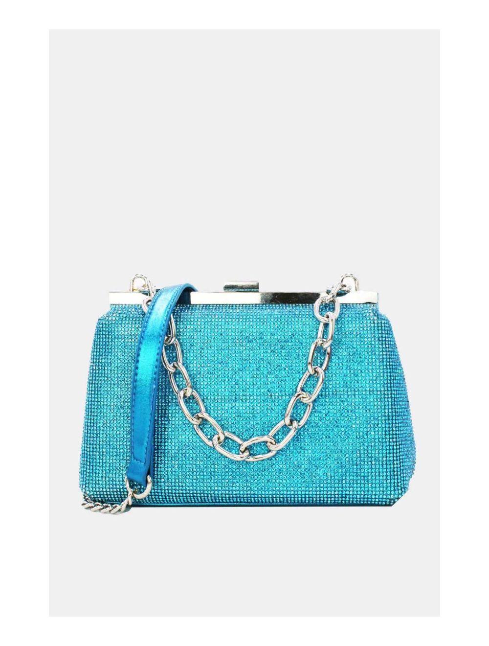 tom&eva Pochette Soirée ou Mariage Avec Strass -22P-5387-Bleu