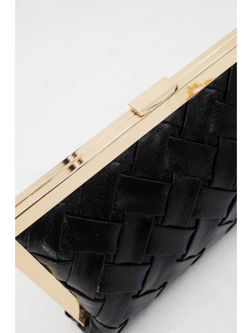 Tom&eva Pochette Soirée Tressé Métallique 24P-6130-Noir