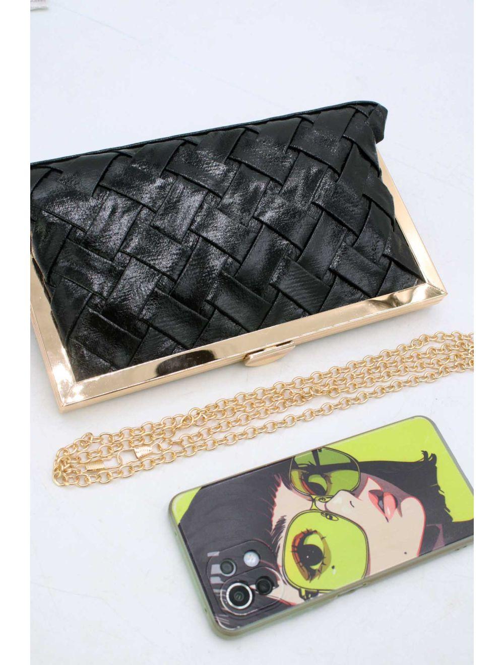 Tom&eva Pochette Soirée Tressé Métallique 24P-6130-Noir