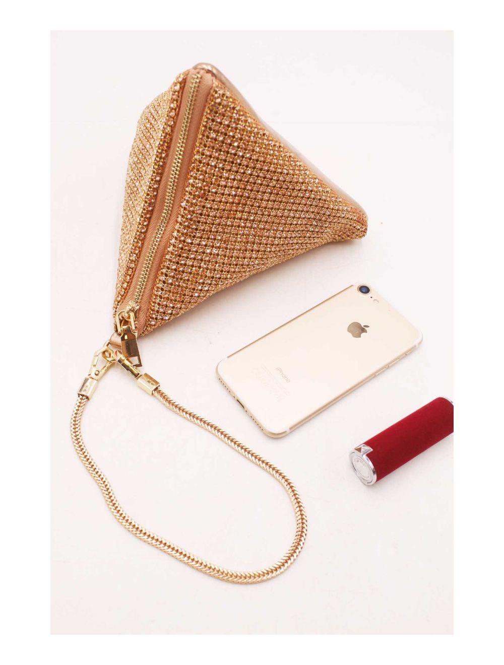 tom&eva Pochette Soirée Triangle Strass 23P-5735-Champagne