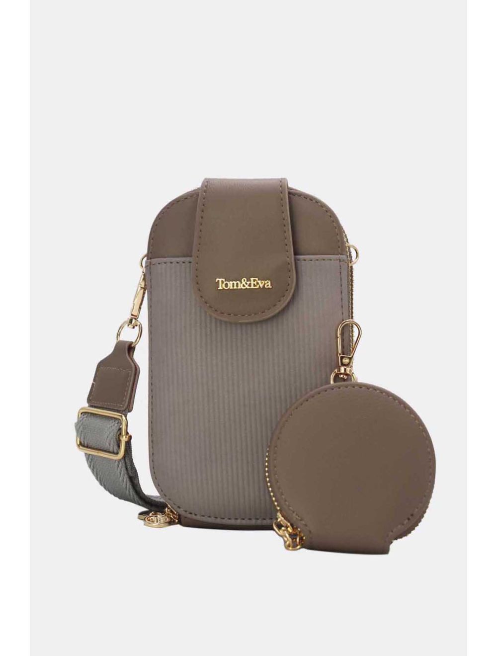 Tom&eva Pochette Téléphone Bi-matière Avec Porte Monnaie 24P-6018-Gris