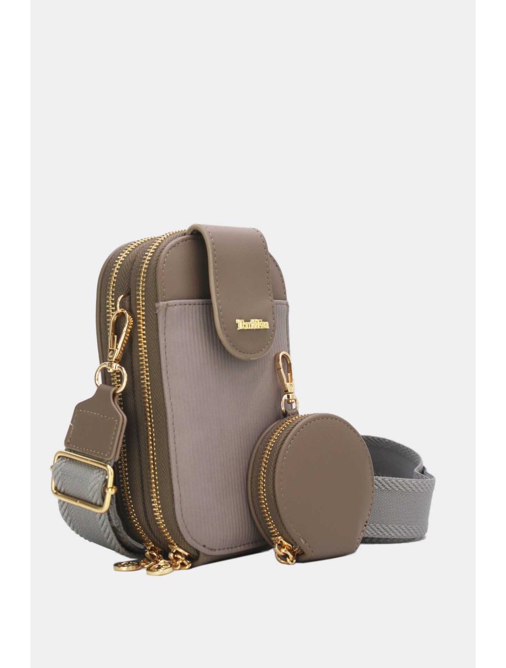 Tom&eva Pochette Téléphone Bi-matière Avec Porte Monnaie 24P-6018-Gris