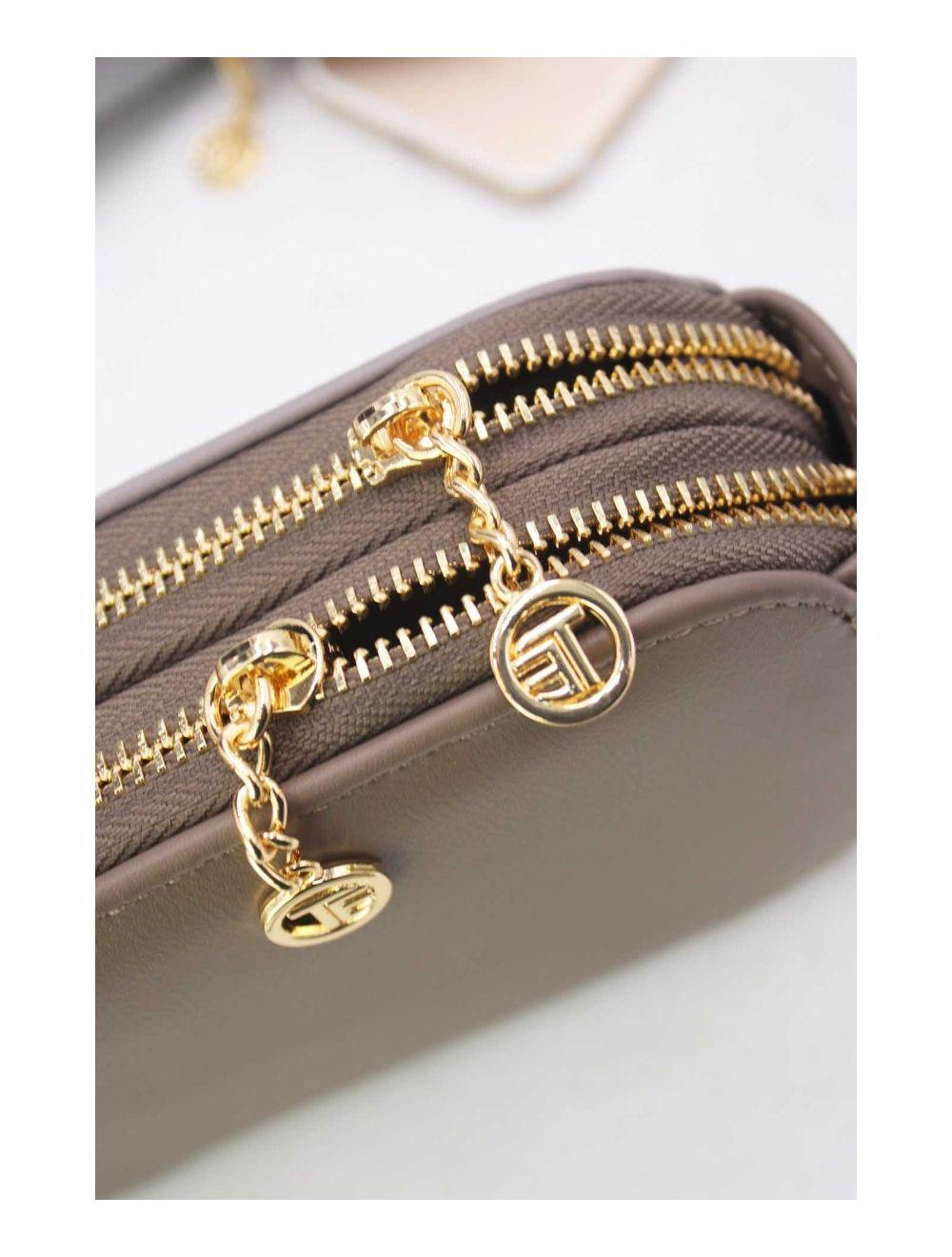 tom&eva Pochette Téléphone Bi-matière Avec Porte Monnaie 24P-6018-Gris