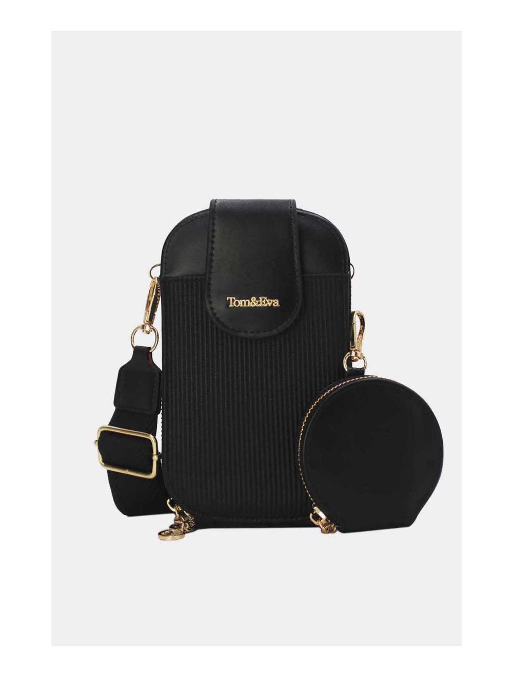 Tom&eva Pochette Téléphone Bi-matière Avec Porte Monnaie 24P-6018-Noir