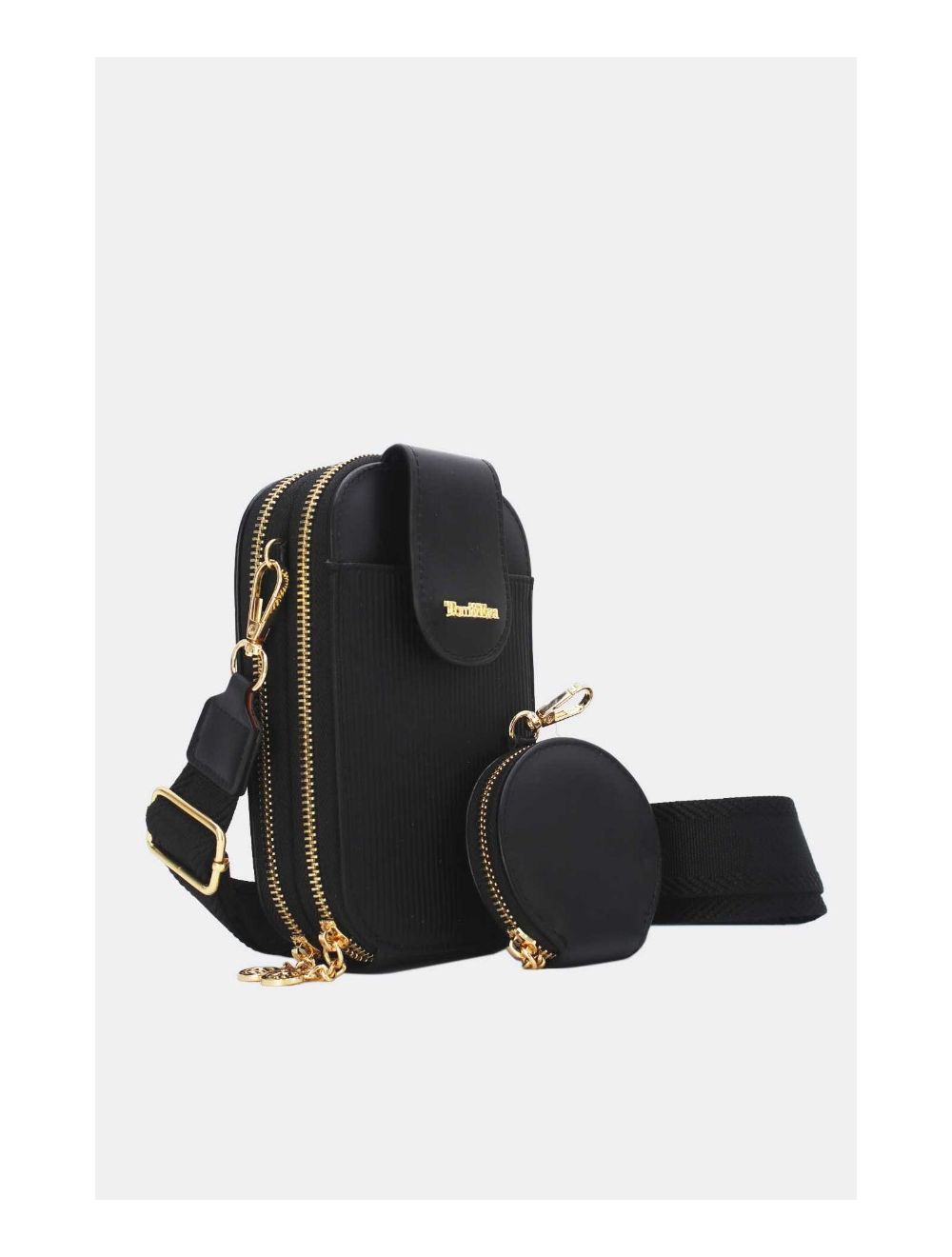 Tom&eva Pochette Téléphone Bi-matière Avec Porte Monnaie 24P-6018-Noir