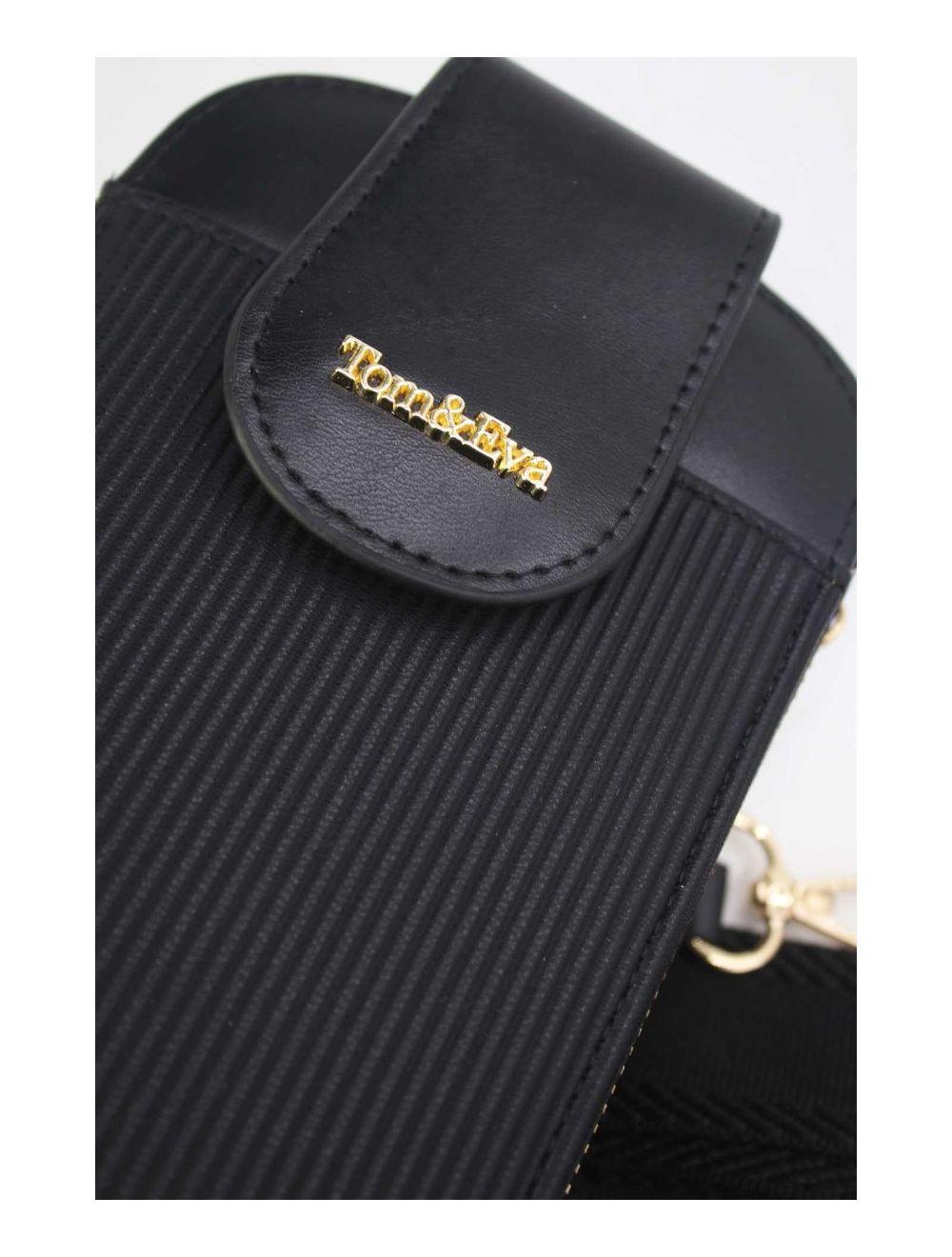 tom&eva Pochette Téléphone Bi-matière Avec Porte Monnaie 24P-6018-Noir