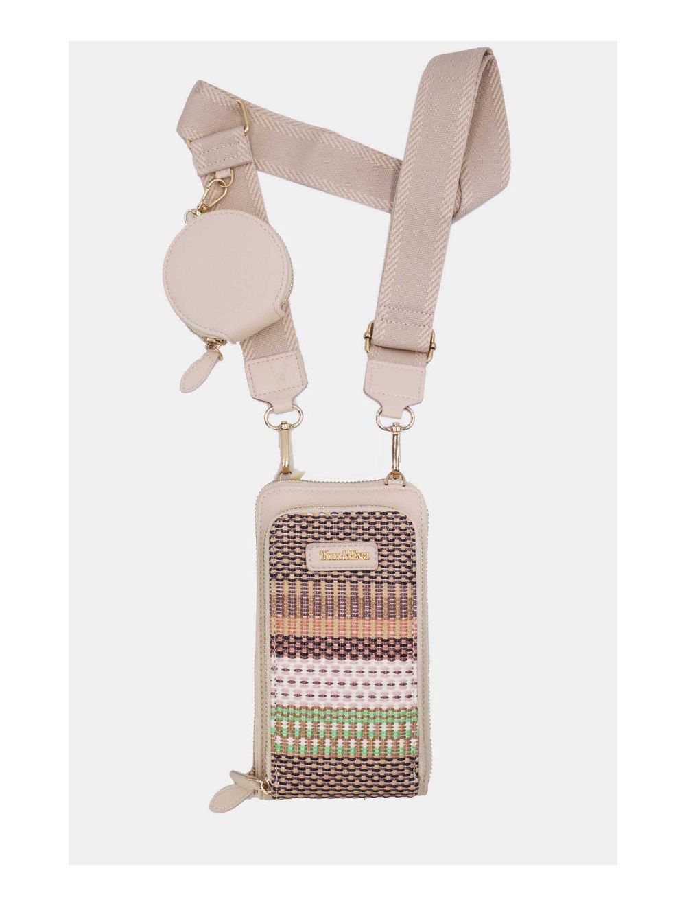 Tom&eva Pochette Téléphone Bi-matière Avec Porte Monnaie 24P-5943-Beige