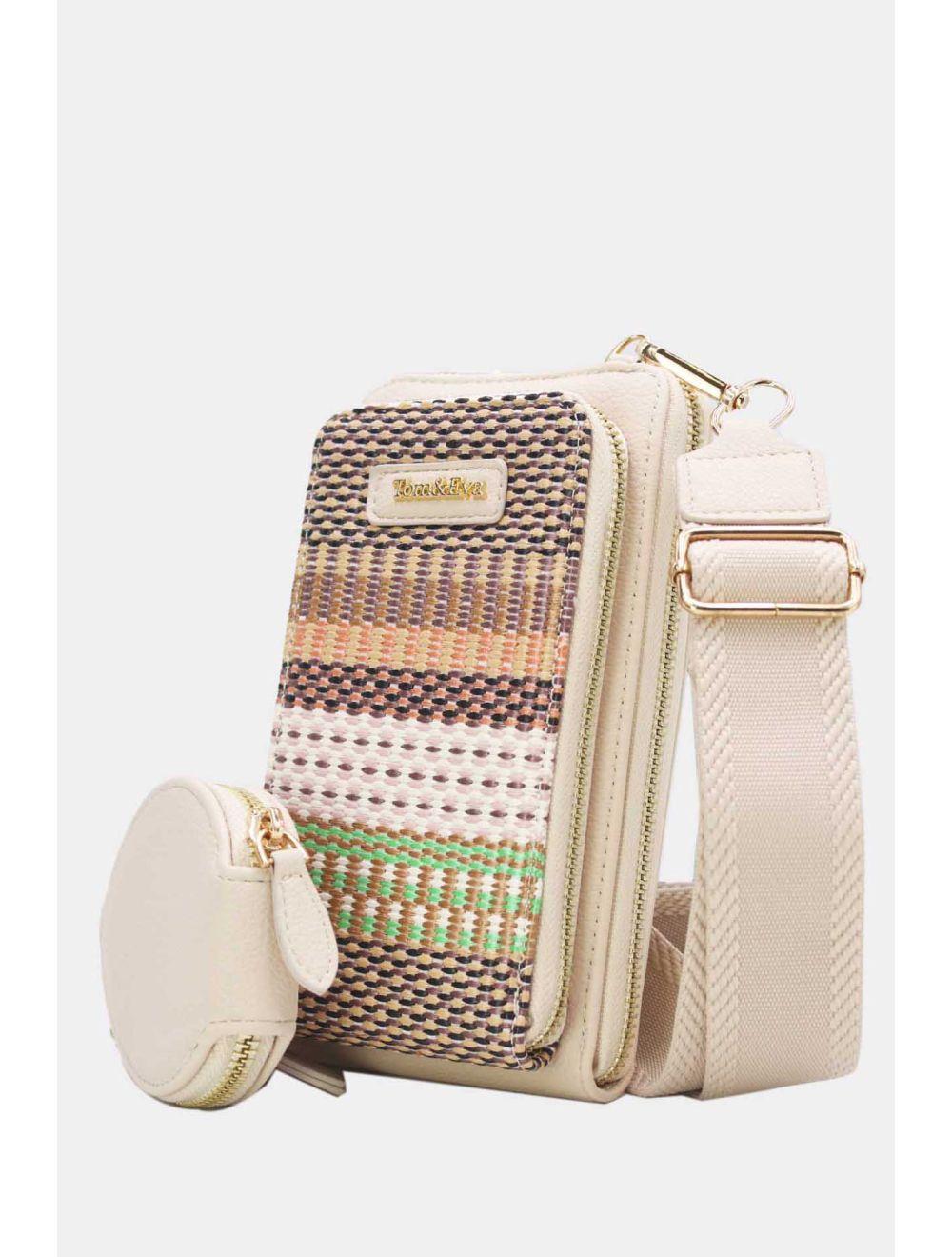 Tom&eva Pochette Téléphone Bi-matière Avec Porte Monnaie 24P-5943-Beige