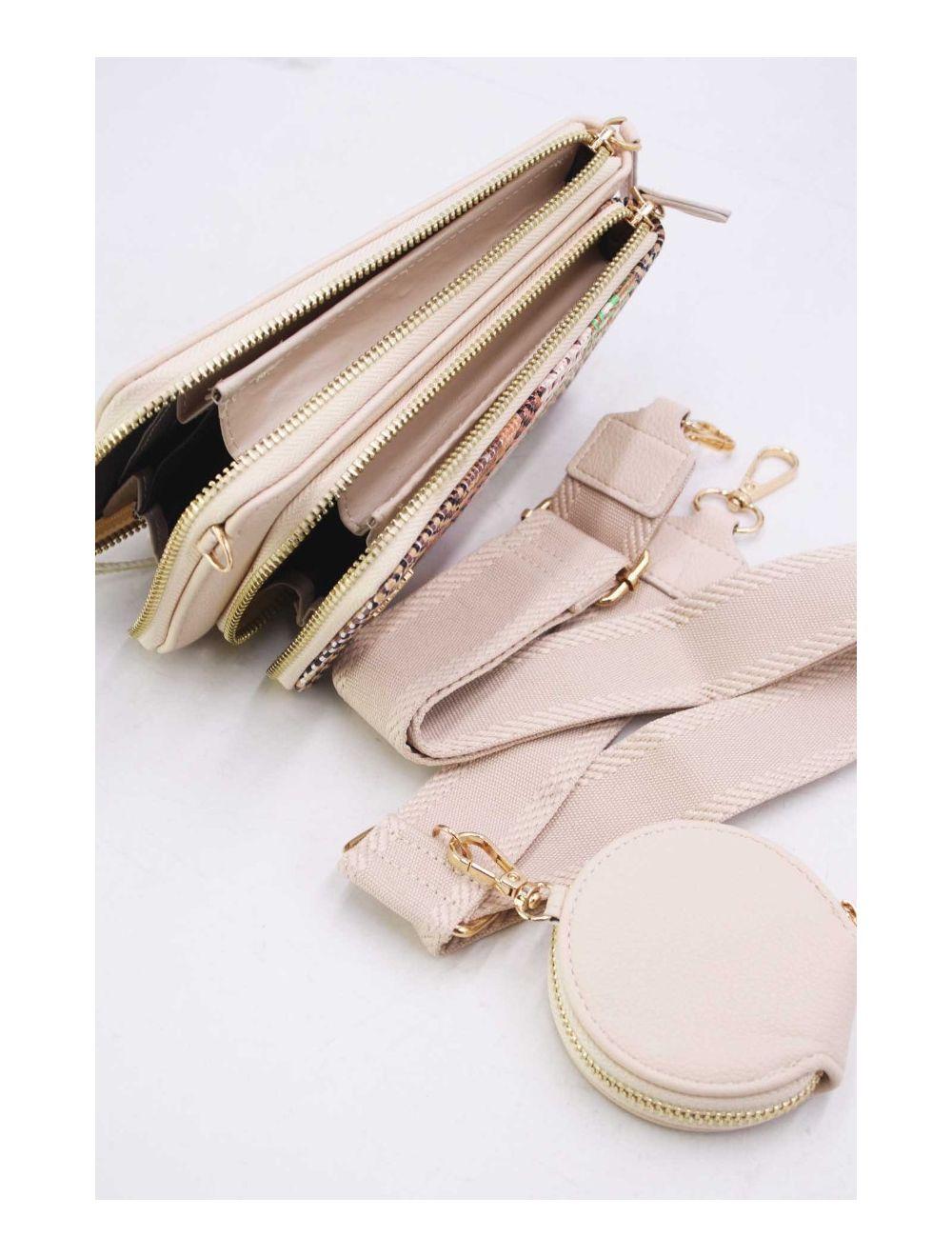 tom&eva Pochette Téléphone Bi-matière Avec Porte Monnaie 24P-5943-Beige