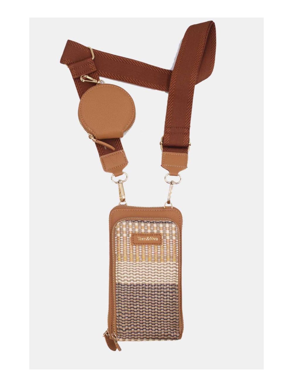 Tom&eva Pochette Téléphone Bi-matière Avec Porte Monnaie 24P-5943-Marron