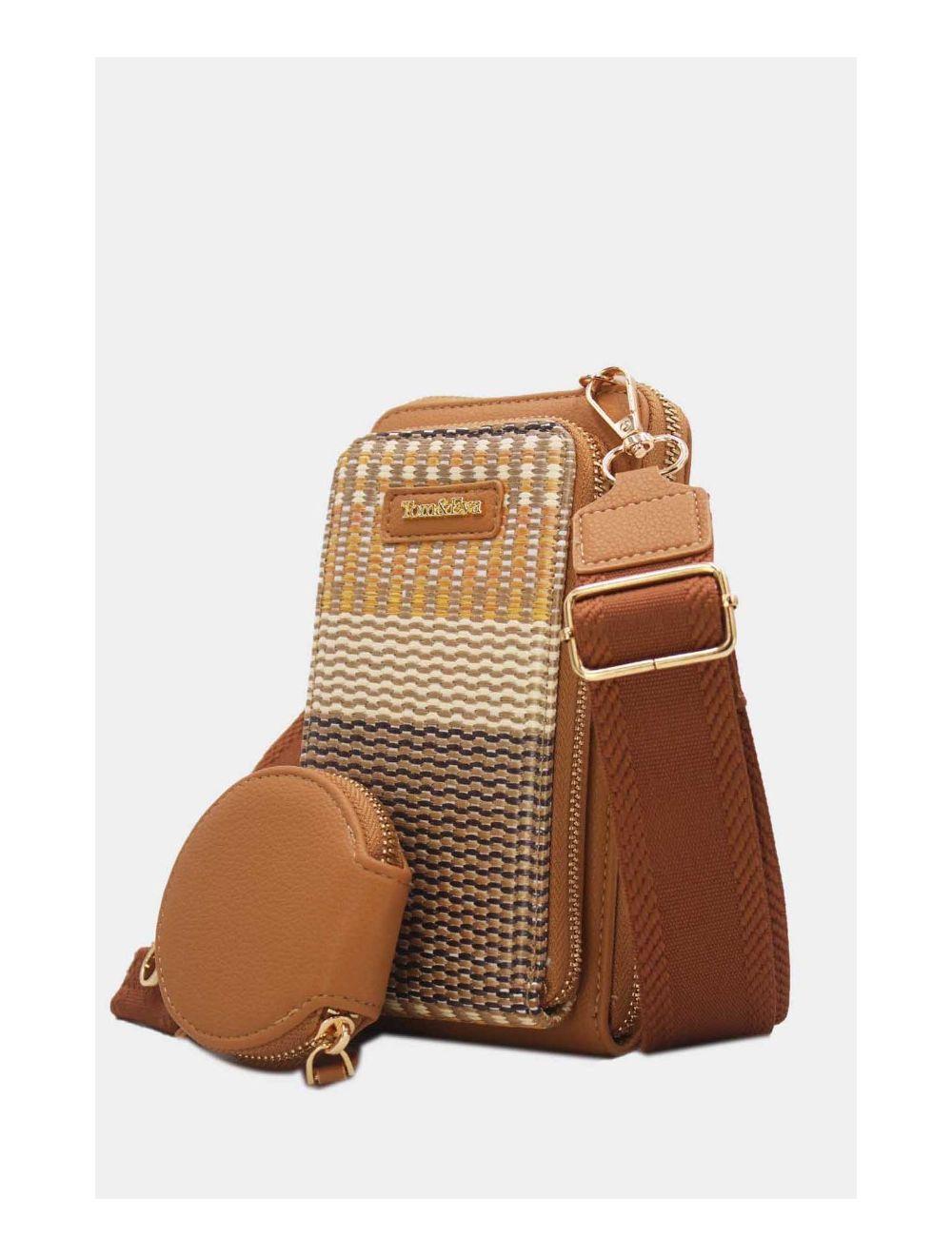 Tom&eva Pochette Téléphone Bi-matière Avec Porte Monnaie 24P-5943-Marron