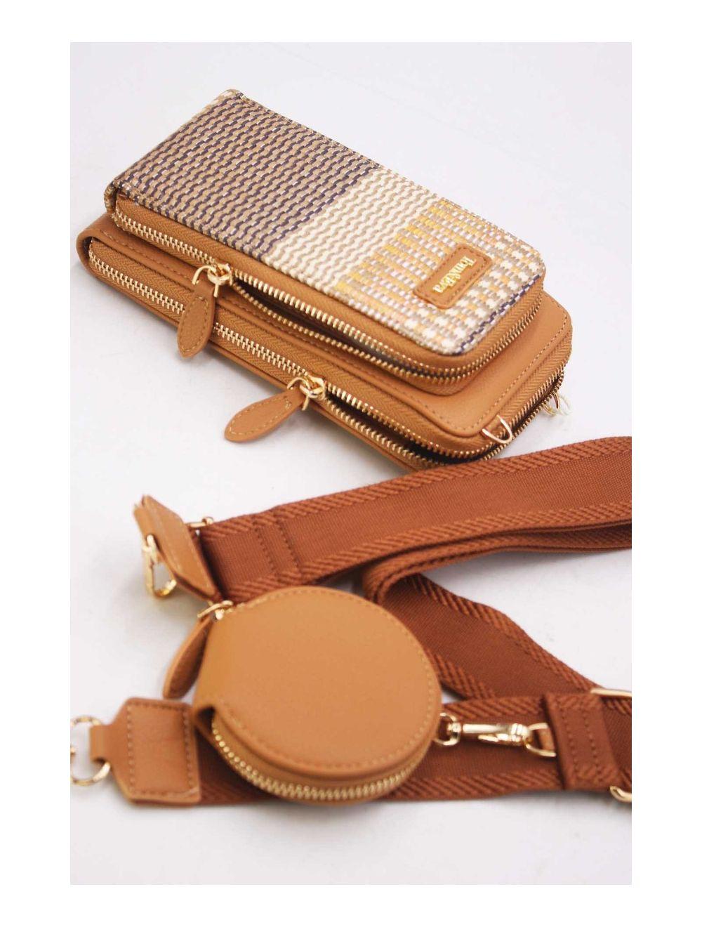 tom&eva Pochette Téléphone Bi-matière Avec Porte Monnaie 24P-5943-Marron