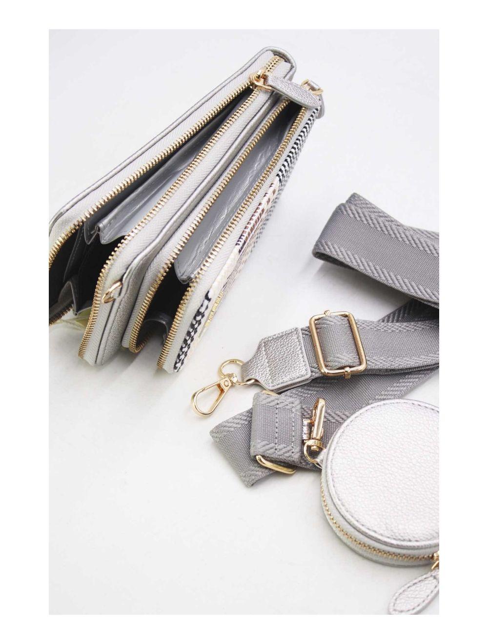 tom&eva Pochette Téléphone Bi-matière Avec Porte Monnaie 24P-5943-Argenté