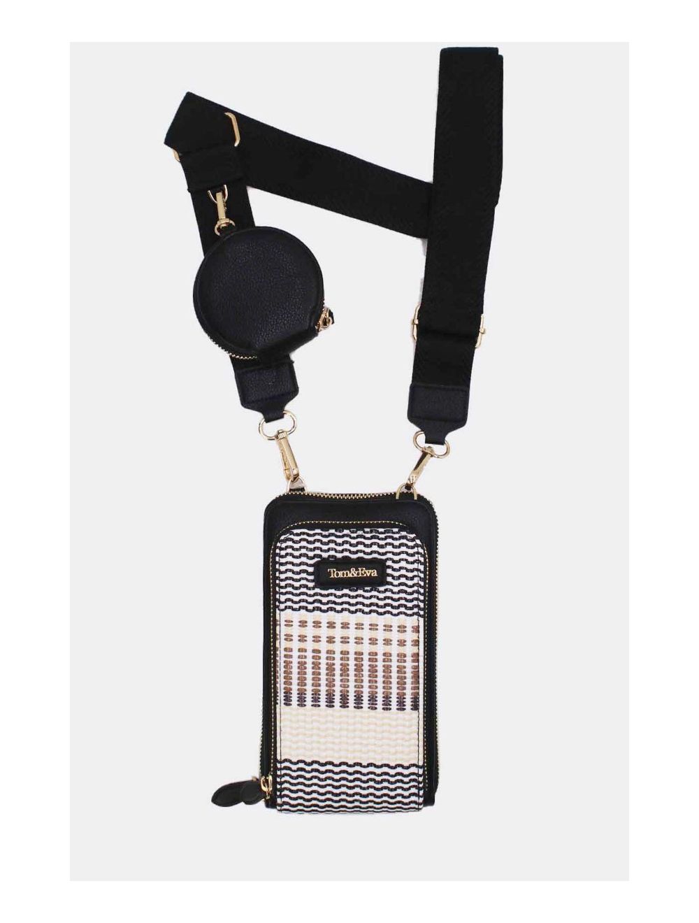 Tom&eva Pochette Téléphone Bi-matière Avec Porte Monnaie 24P-5943-Noir