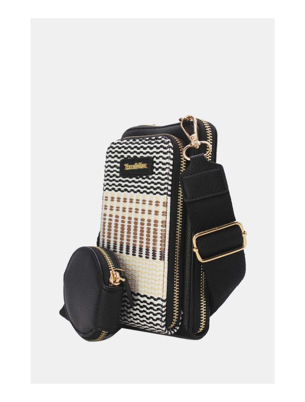 Tom&eva Pochette Téléphone Bi-matière Avec Porte Monnaie 24P-5943-Noir