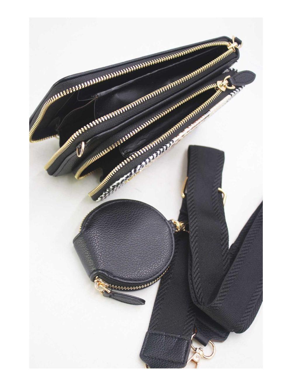 tom&eva Pochette Téléphone Bi-matière Avec Porte Monnaie 24P-5943-Noir